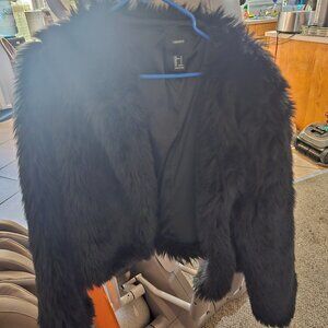 Black faux fur coat size large